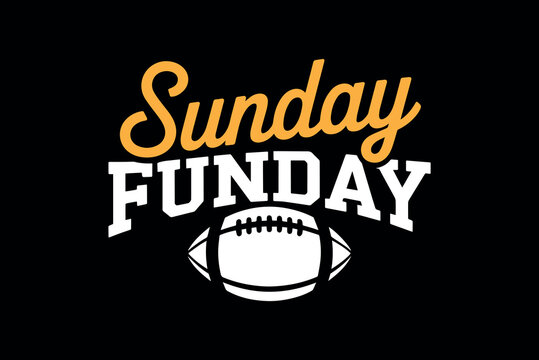 Vibrant sunday funday typography with football graphic on bold black background for sports and leisure themes