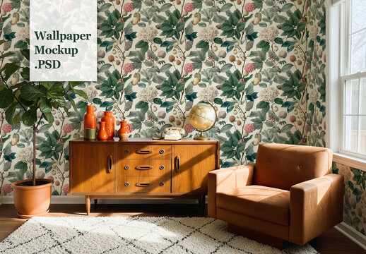Home interior wallpaper design mockup