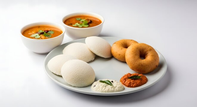 Traditional indian food for ramadan iftar idli and medu vada