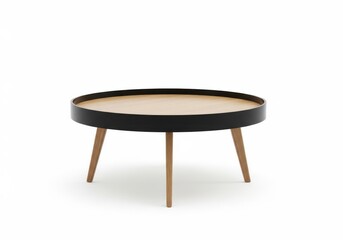 Modern round coffee table with wooden legs