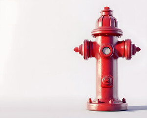 Fototapeta premium A bright red fire hydrant stands against a clean white background, creating a striking contrast