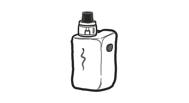 Simple Line Art Illustration of a Vape Device on a Plain Background from a Front View