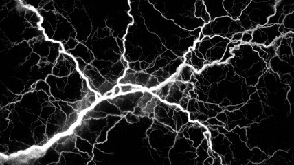 Dramatic Lightning Strike on Black Background: High-Resolution Stock Photo for Impactful Designs