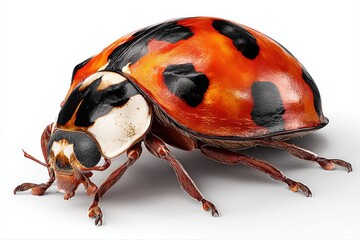 Fototapeta premium Detailed Close-Up of a Ladybug with Vibrant Colors and Intricate Patterns on a White Background