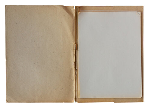 open file folder with aged white empty pages
