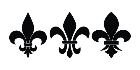 Fleur de Lis Icon Set – Heraldic Symbol Vector Collection, Outline and Silhouette Designs for Graphic and Design Elements © MDSOHEL