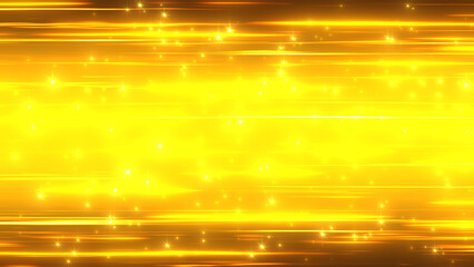 キラキラした金色の横に流れる流線のエフェクト背景の画像