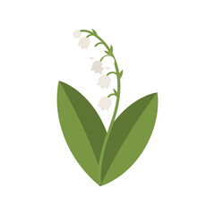 Lily of the Valley Flower Vector Clipart Isolated, Flat Botanical Spring Floral Illustration © azad