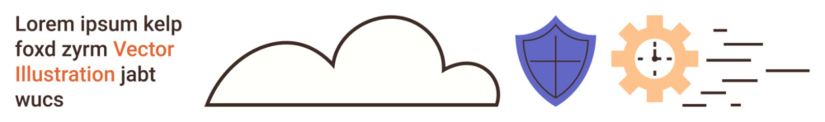 Obraz premium Data protection, cybersecurity, cloud storage, digital efficiency, secure operations, process automation. Cloud, shield gear icons security and efficiency. Data protection and cybersecurity concept