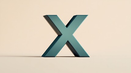 Obraz premium A modern matte green letter x stands alone on a beige background symbolizing simplicity and elegance in design