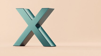 Obraz premium A modern matte green letter x on a beige background symbol alphabet character design element typography graphic design isolated single object 3d