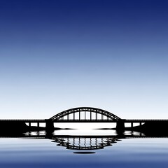 Obraz premium Silhouette of bridge over calm water.