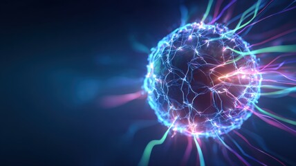 Abstract Energy Core with Glowing Plasma Streams: High-Tech Futuristic Concept Illustration for Science and Technology