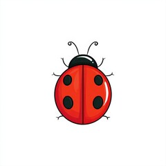 Obraz premium Cute Ladybug Illustration with Red Shell and Black Spots on White Background