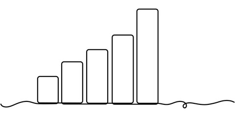 Continuous one line drawing of a growing graph,  business growth and financial success symbol. outline vector illustration. 