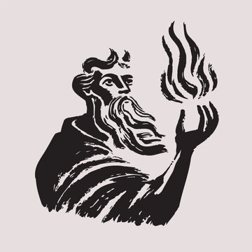 Illustration of Prometheus Giving Fire to Humanity Symbolizing the Gift of Civilization