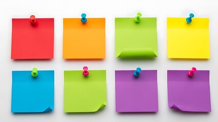 Colorful sticky notes on white background