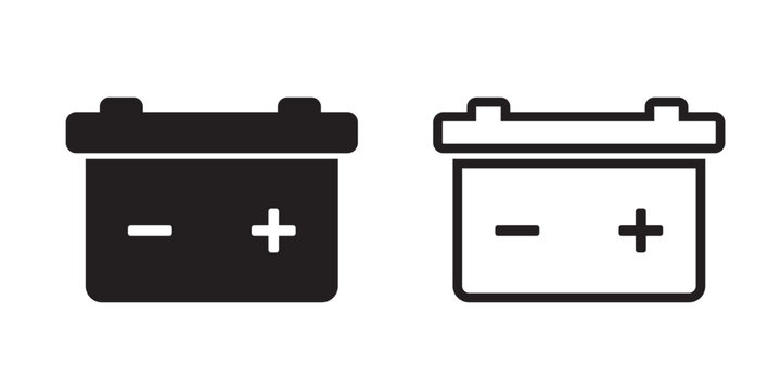 Car battery icons. Energy power accumulator. Auto battery symbols.