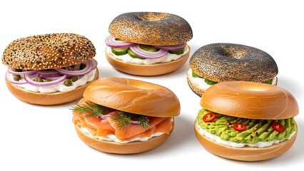 Assorted gourmet bagel sandwiches