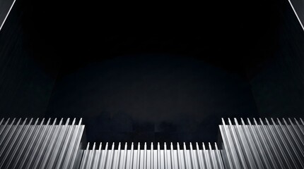 Dark Metallic Abstract Background with Ribbed Structure