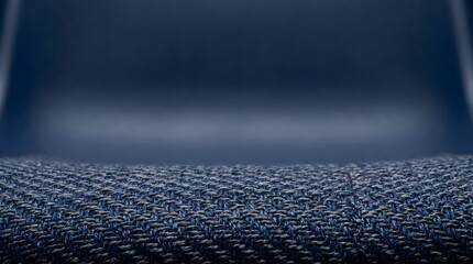Close-up of Blue Woven Fabric Texture with Blurred Background