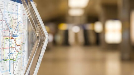 Subway Metro Map in Modern Urban Station