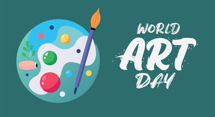 Fototapeta premium Celebrating world art day with a vibrant painter's palette and creative tools