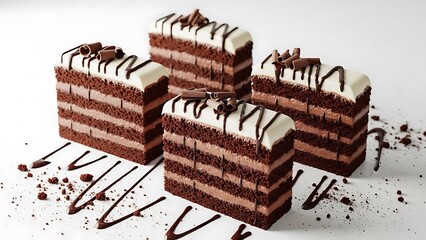Delicious chocolate layer cake slices