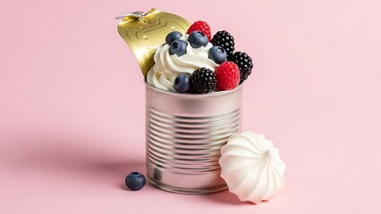 Delightful berry dessert in tin can