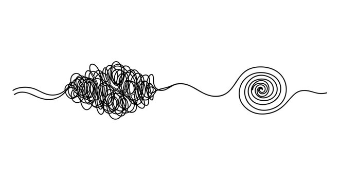 Abstract Line Representing a Tangled and Untangled Path