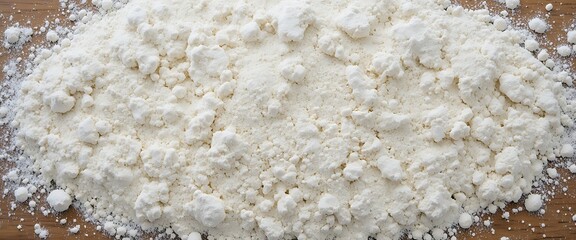Closeup of White Flour Pile on a table