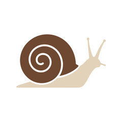 Snail vector clipart illustration in flat style, brown spiral shell, simple animal graphic design