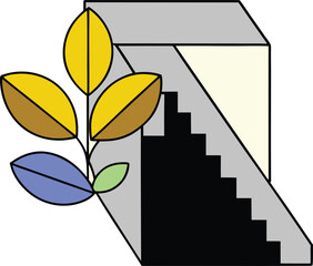 Minimal poster featuring gold leaf staircase inspired geometry