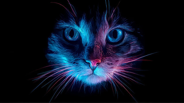 Neon cat face / cara de gato de ne&oacute;n 