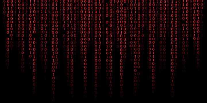 Digital rain of binary code cascades down a black screen