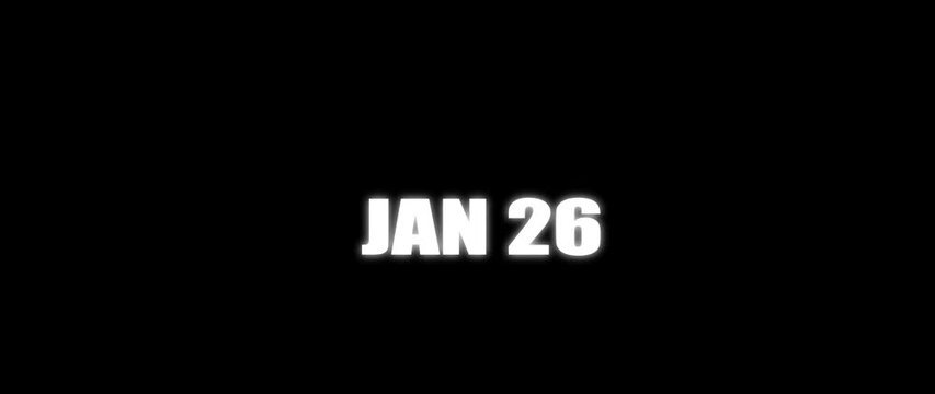 White Text Scrolling Calendar January 17 to January 26, Minimalist Date Flip Animation on Black Background