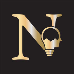 Initial Idea Logo combine with letter N vector template