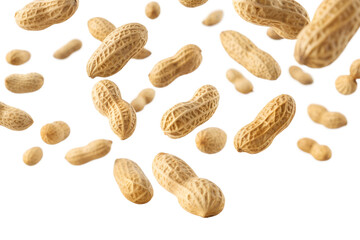 Peanuts in shell scattered isolated on transparent background