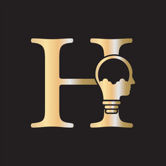 Initial Idea Logo combine with letter H vector template
