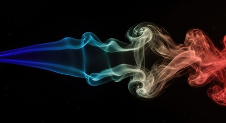 Dynamic flowing smoke pattern against a deep black backdrop, suitable for overlay effects, texture, or mysterious graphic design concepts ,rising ,soft ,black