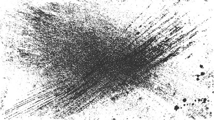 Obraz premium Black ink splatter texture with radial streaks and scattered dots on white background spray