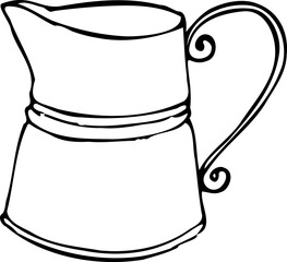 Vector line illustration of a metal jug rubber boot isolated on a white background.