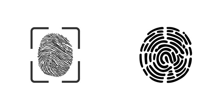 Fingerprint and iris scan icons isolated on transparent background