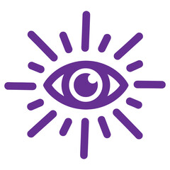 Obraz premium Purple Eye with Sun Rays Icon Design Vision and Awareness Symbol for Branding and Design