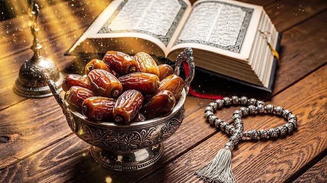 Peaceful Ramadan Setup | Quran and Dates with Tasbih