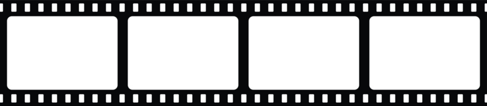 Film strip frame. Classic retro movie reel border and empty photo tape template, showcasing cinema and photography themes.