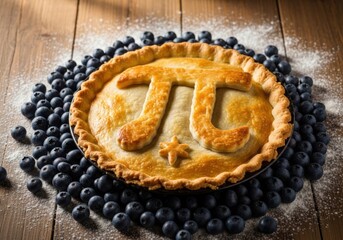 Delicious homemade blueberry pie on wooden table