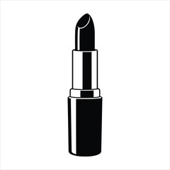 Black lipstick in a silver tube a cosmetic product illustration
