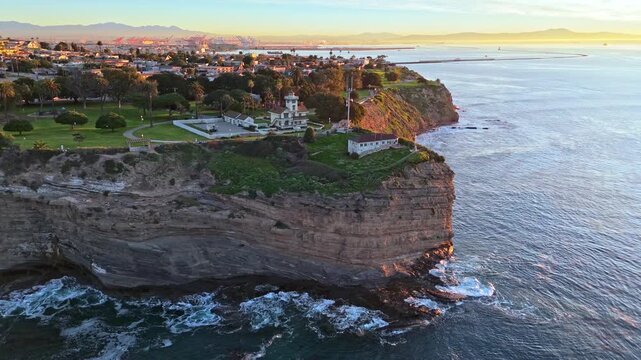 Aerial orbit of Point Fermin Lighthouse