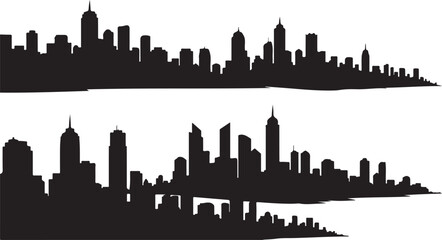 Fototapeta premium Black city skyline silhouette on white background illustration graphic